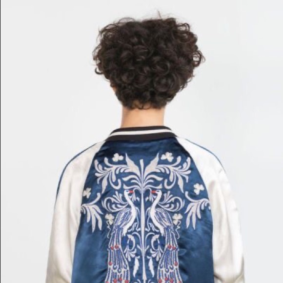 Zara Reversible Satin Embroidered Bomber Jacket - Picture 2 of 5
